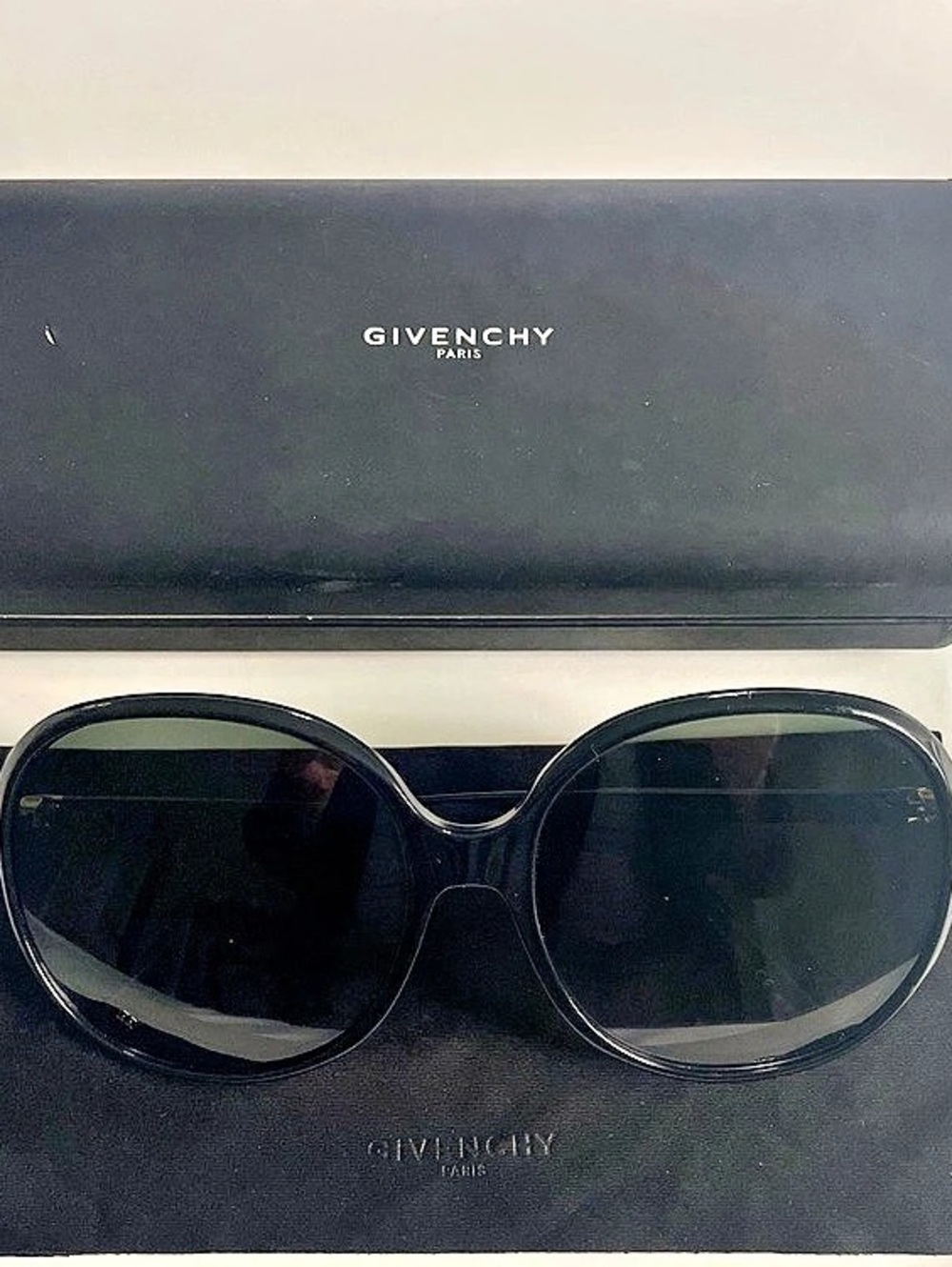 Givenchy Black Oval Sunglasses with Case